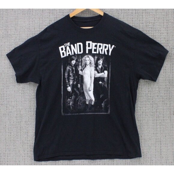 Vintage The Band Perry Shirt Mens XL Black Short Sleeve World Tour Graphic Art - Picture 1 of 9